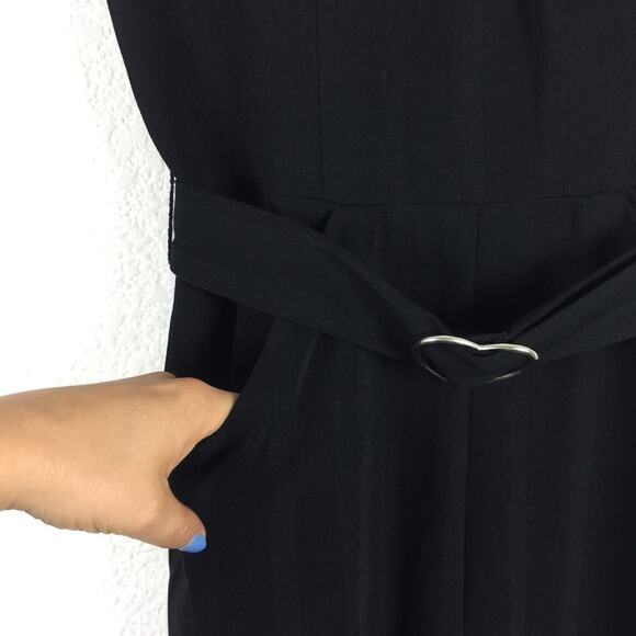 Lovers + Friends Camilla Black Bustier Heart Belt Straight Leg Jumpsuit Small - Picture 8 of 14